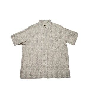 VINTAGE SILK CIRCA 1969 Shirt Mens XL Cream 100% Silk Short Sleeve